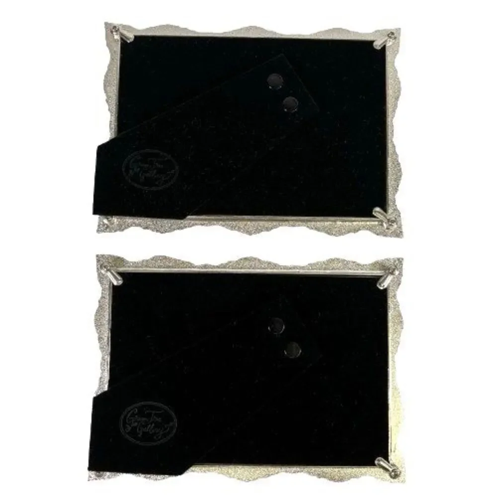 New Pair Green Tree Gallery Rhinestone Silver Rectangular Picture Frame Set of 2